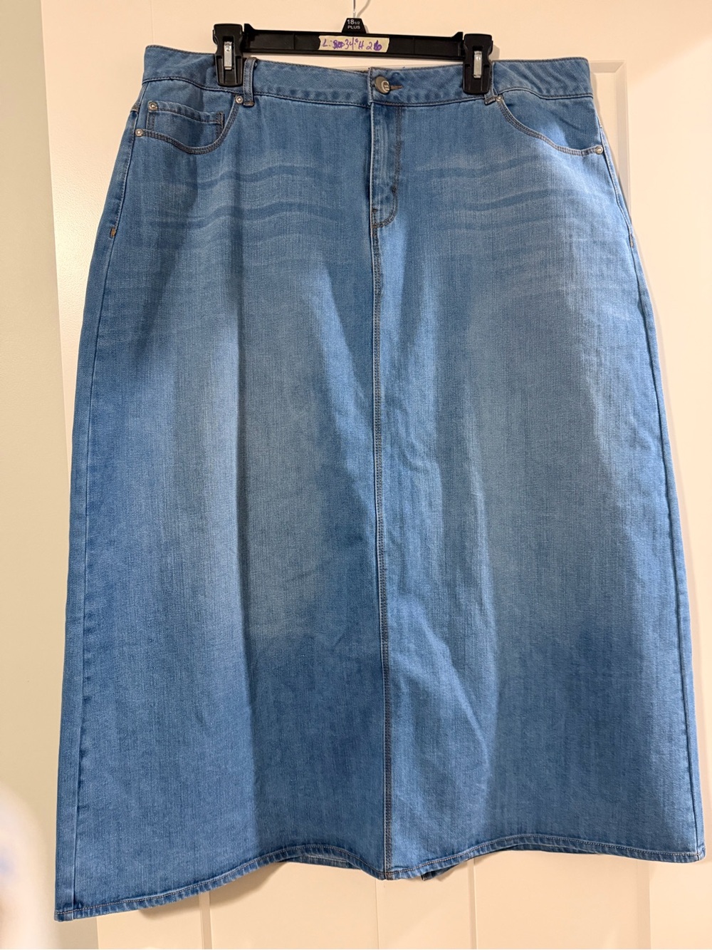 Cato Light Blue Denim A-Line Midi Skirt